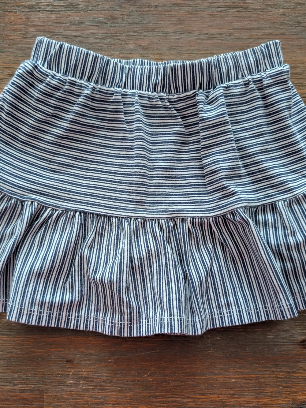 Girls' Striped Ruffle-Hem Shorts in Navy and White